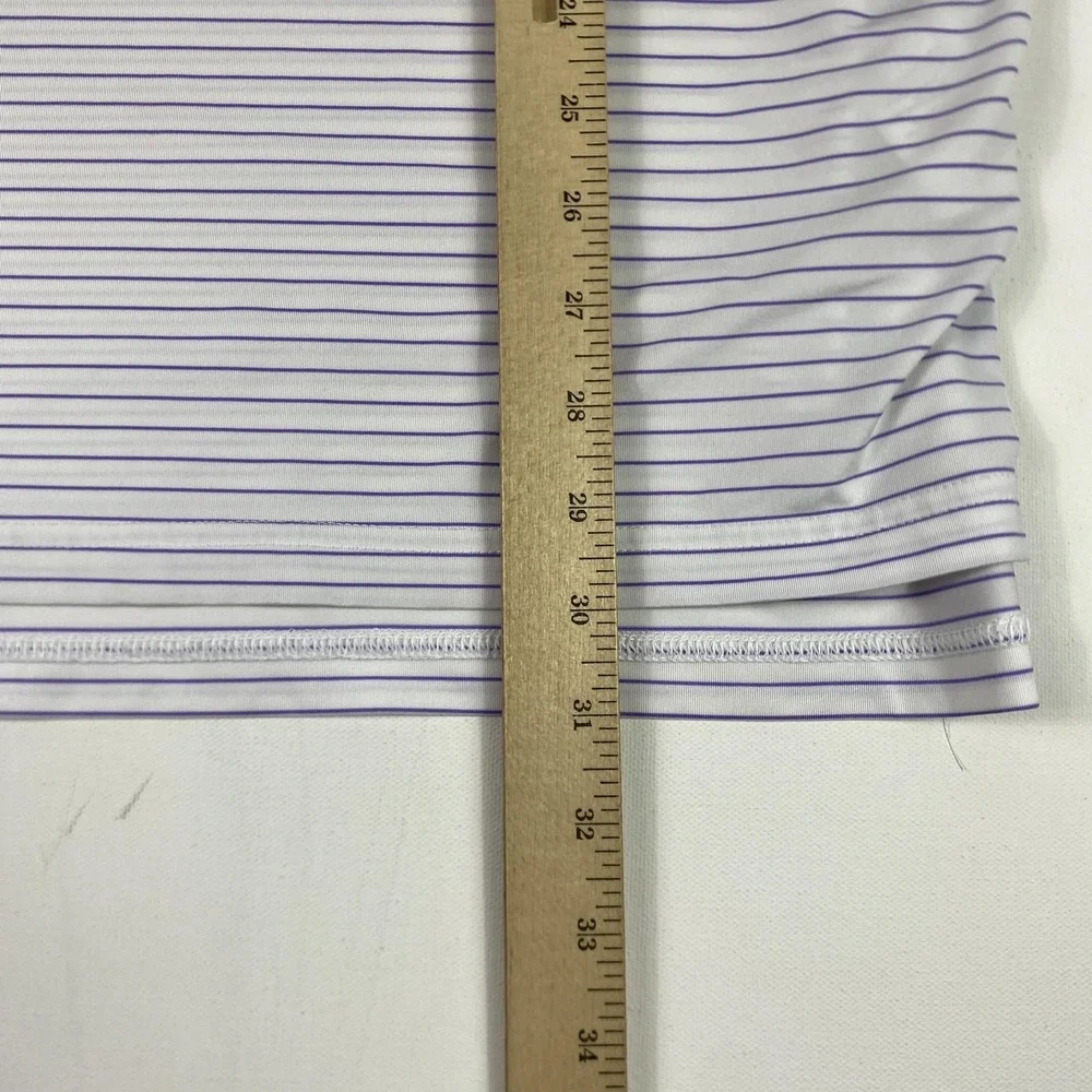 RLX Ralph Lauren Polo Shirt Mens XL White Purple Stripe Golf Performance Wicking